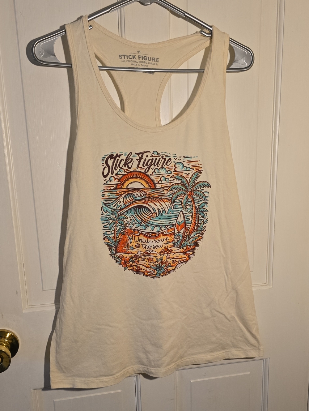 Beachy Chill Vibe Graphic Racerback Tank Top Size XXL Juniors